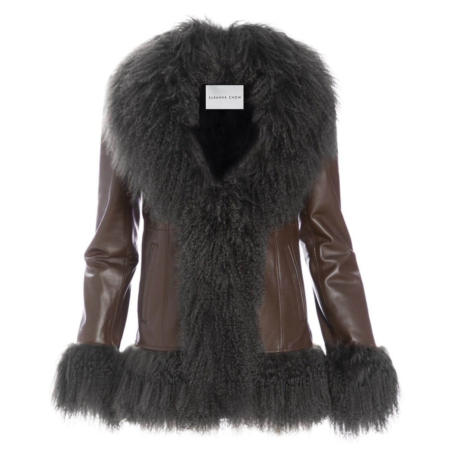 Dorothy Leather Shearling Coat Short Classic