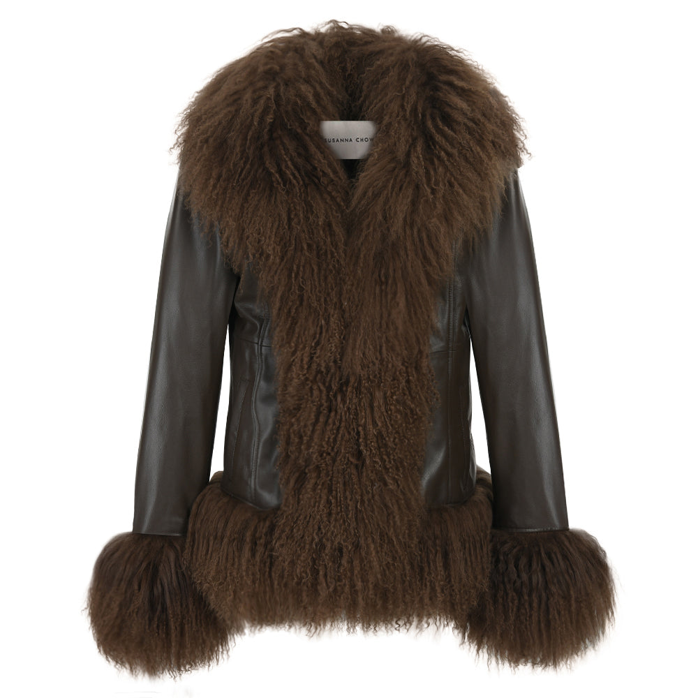 Dorothy Leather Shearling Coat Short Classic