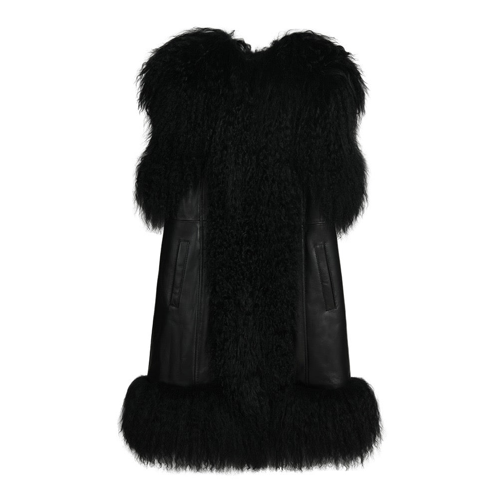 Dorothy Suede Shearling Midi Vest