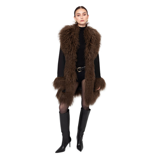 Dorothy Leather Shearling Midi Coat