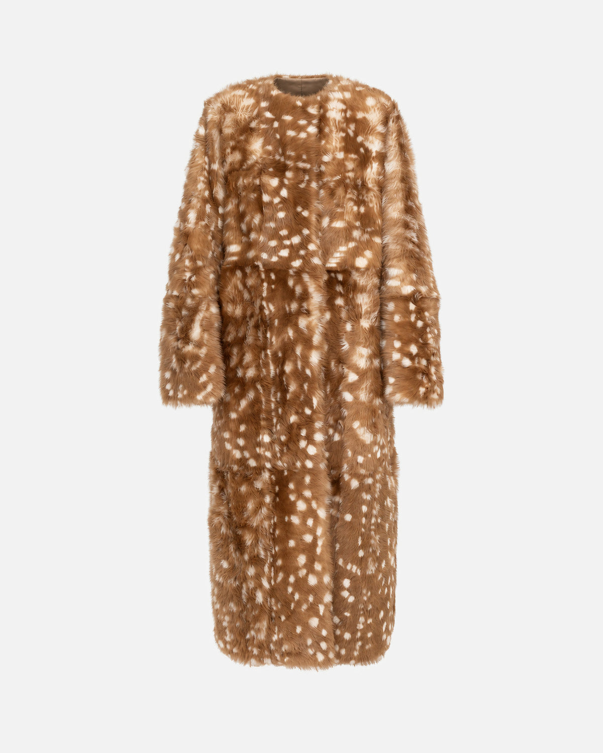 Mia Shearling Maxi Coat in Bambi, front view