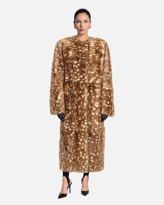 Mia Bambi Shearling Coat, model front view