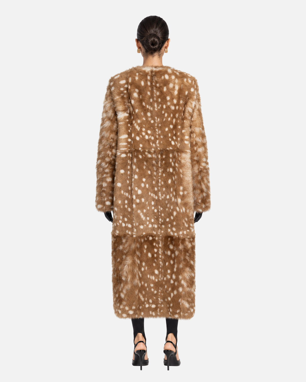 Mia Bambi Shearling Coat, model back view
