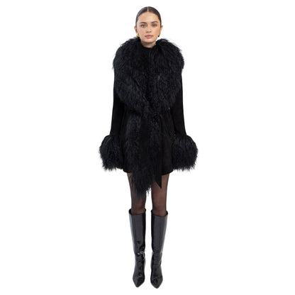 Inez Suede Shearling Midi Coat
