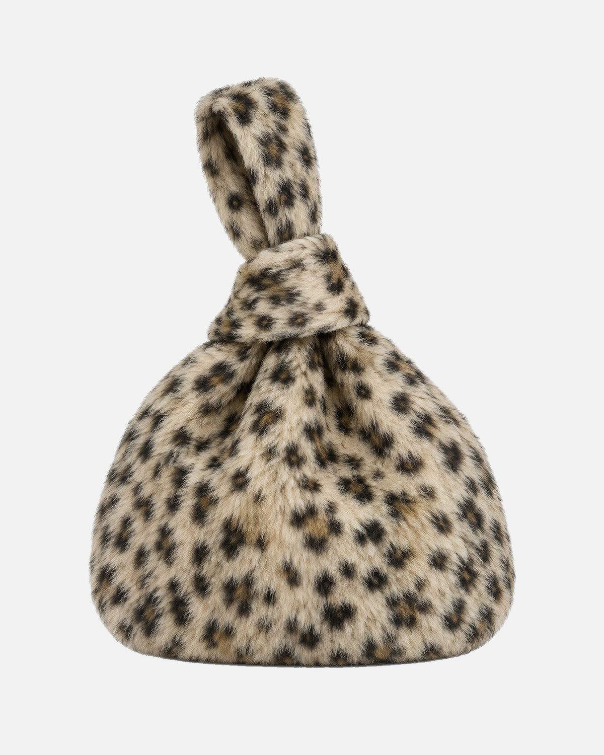 Charlotte Leopard Shearling Knot Bag in Leopard, front view