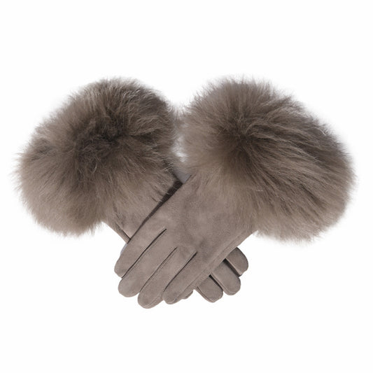 Dawson Shearling Trim Suede Gloves