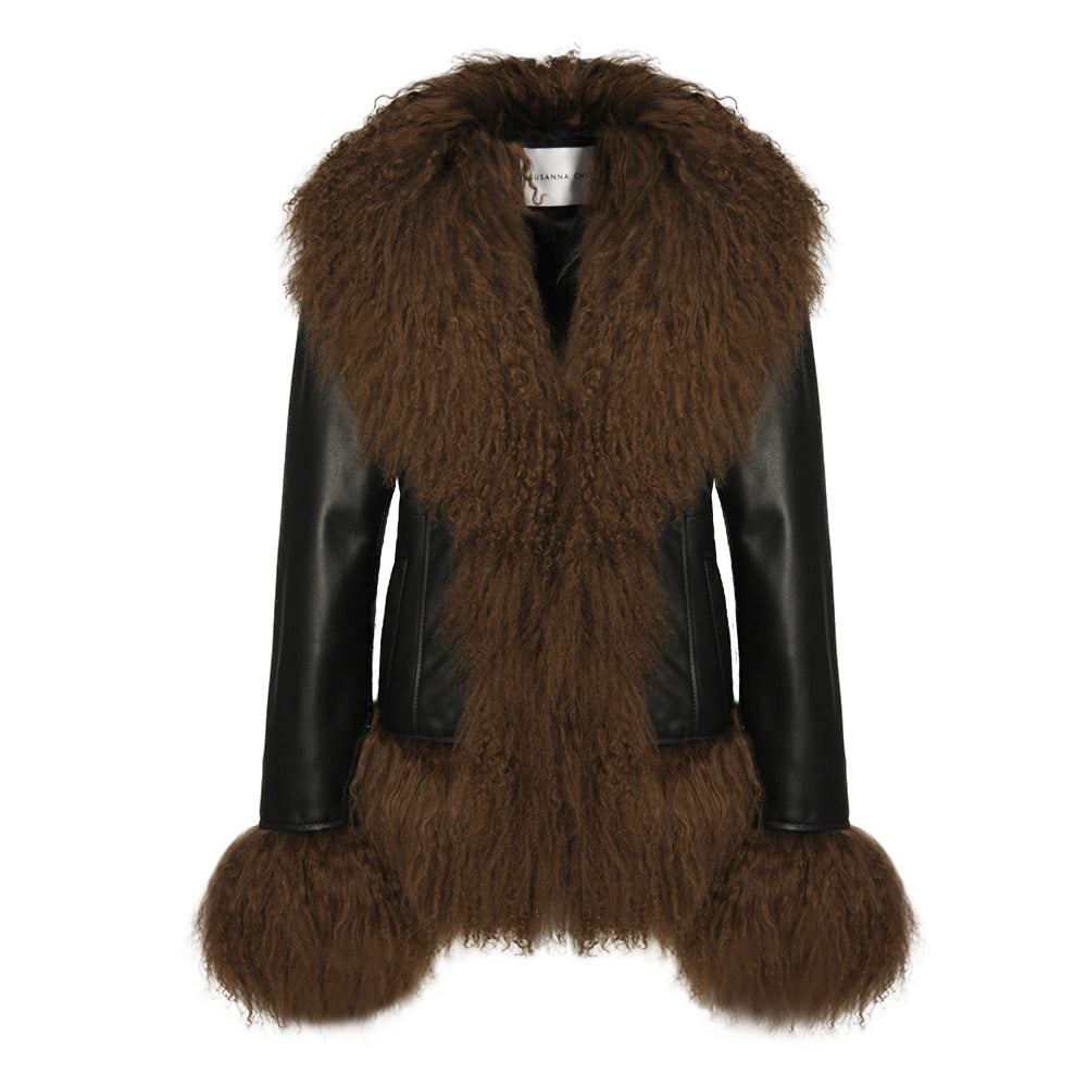 Dorothy Leather Shearling Coat Short Classic