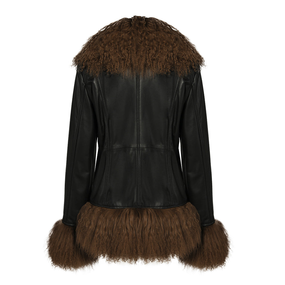 Dorothy Leather Shearling Coat Short Classic
