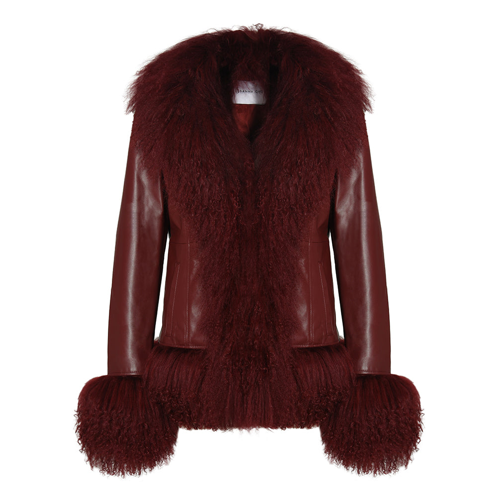 Dorothy Leather Shearling Coat Short Classic
