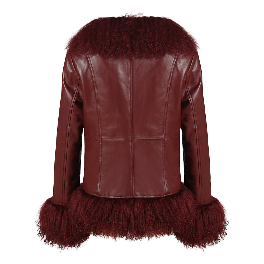 Dorothy Leather Shearling Coat Short Classic