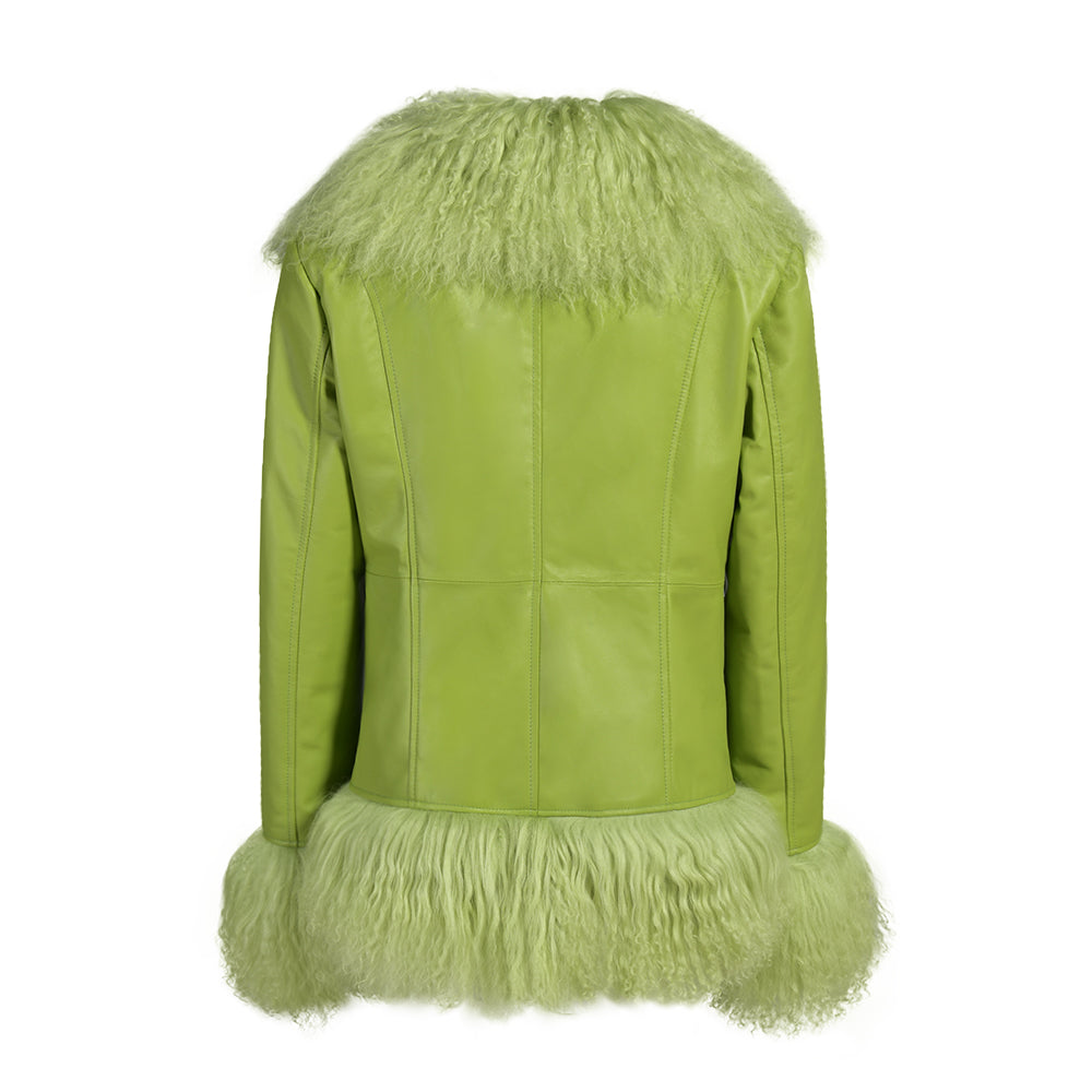 Dorothy Leather Shearling Coat Short Classic