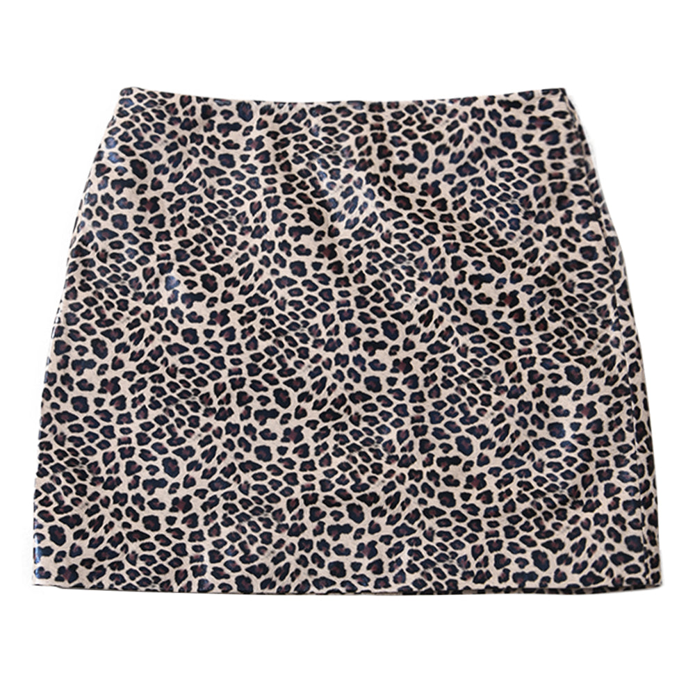 Alara Leopard Leather Skirt