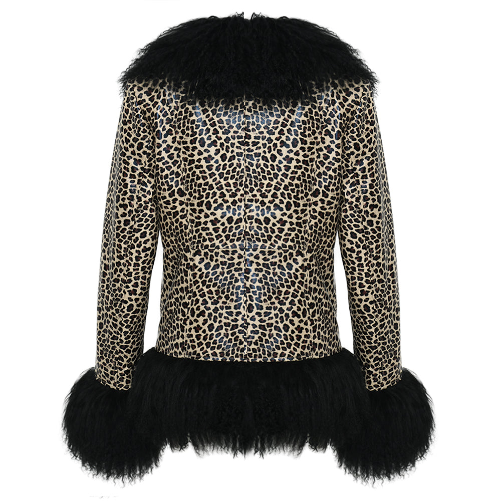 Dorothy Leopard Leather Shearling Coat