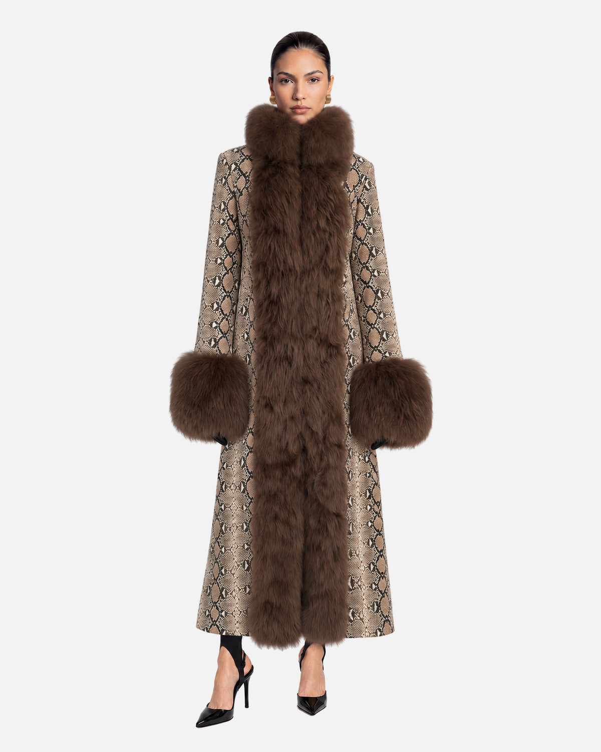 Delphine Python Coat, model front view