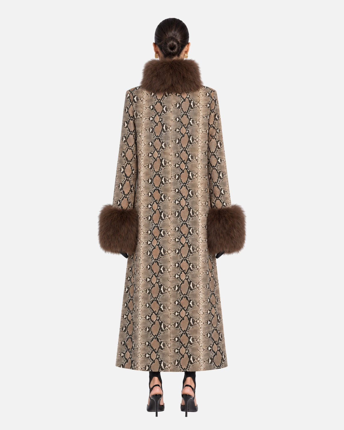 Delphine Python Coat, model back view