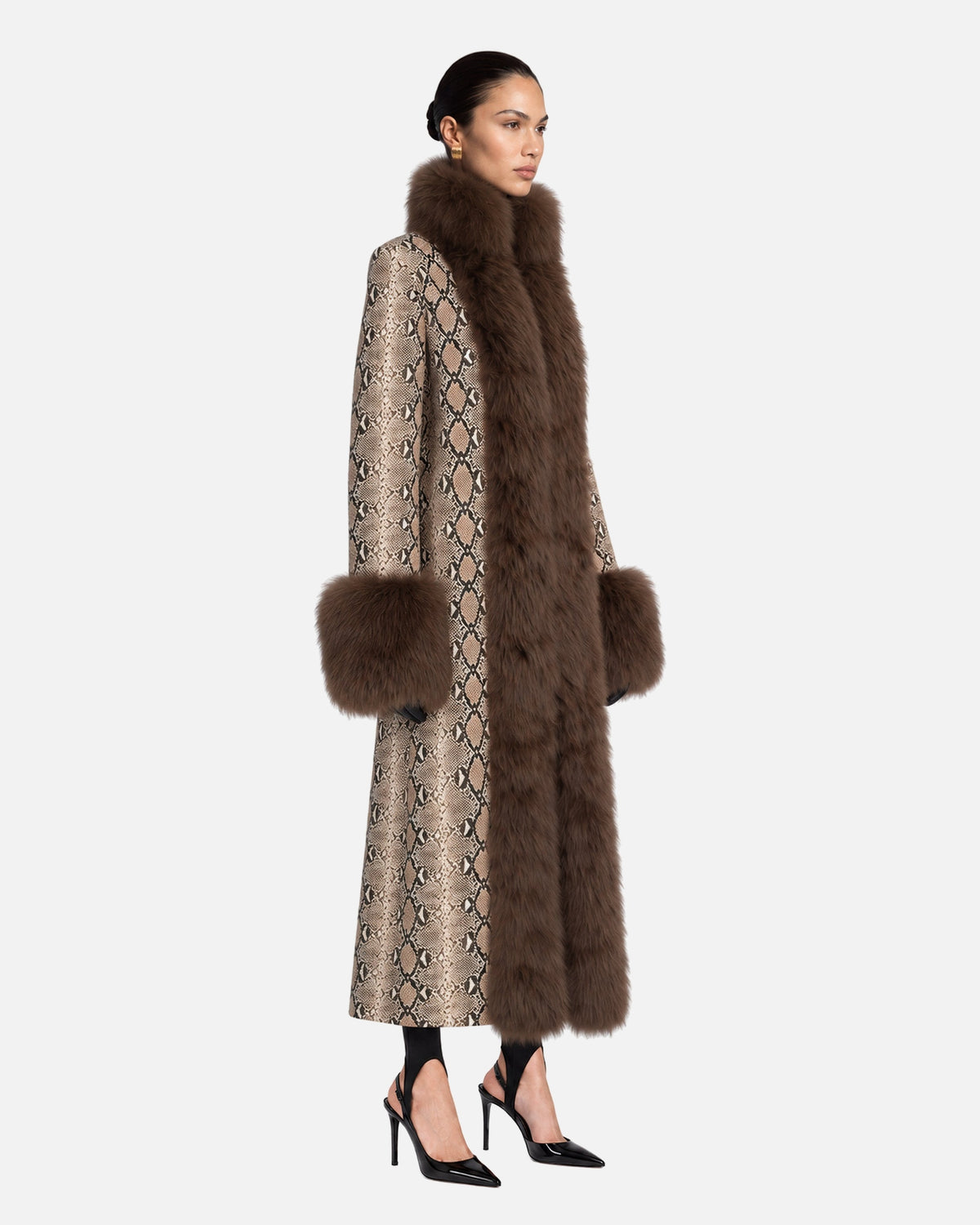 Delphine Python Coat, model side view