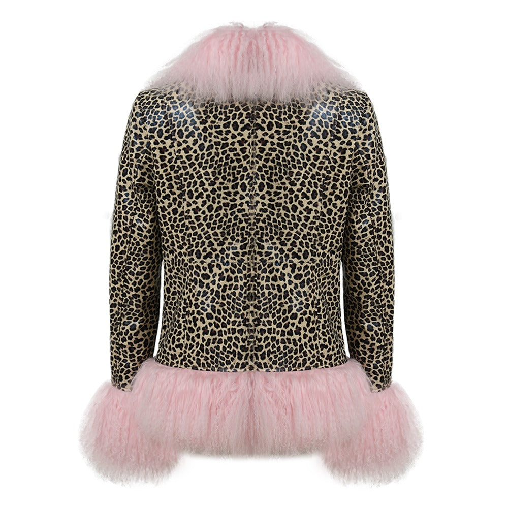 Dorothy Leopard Leather Shearling Coat