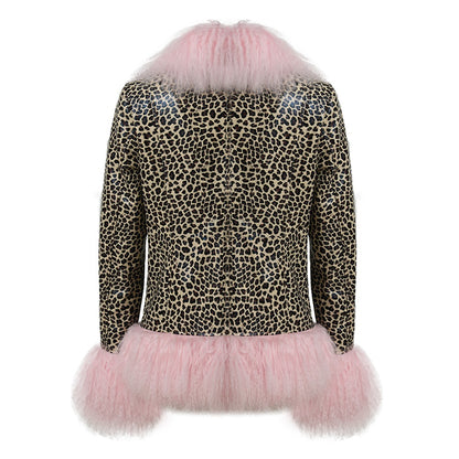 Dorothy Leopard Leather Shearling Coat