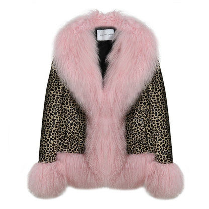Dorothy Leopard Leather Shearling Coat