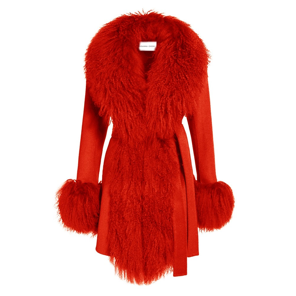 Inez Midi Cashmere Shearling Coat