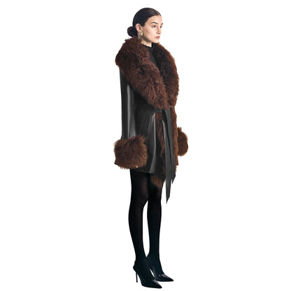 Odette Leather Shearling Coat