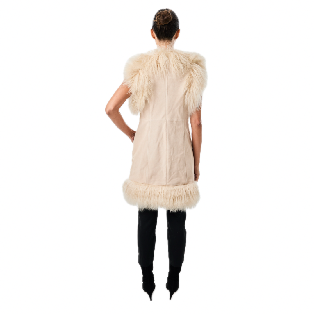 Dorothy Suede Shearling Midi Vest