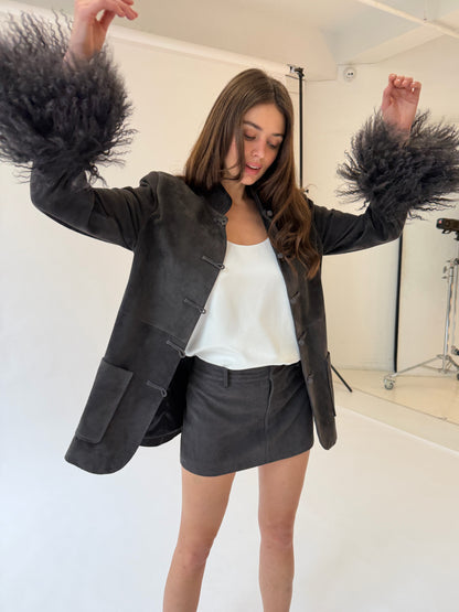 Sylvie Suede Mandarin Jacket
