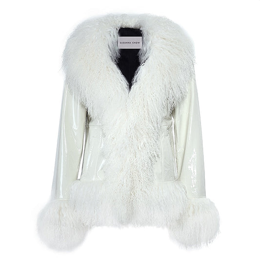Dorothy Leather Shearling Coat Short Classic