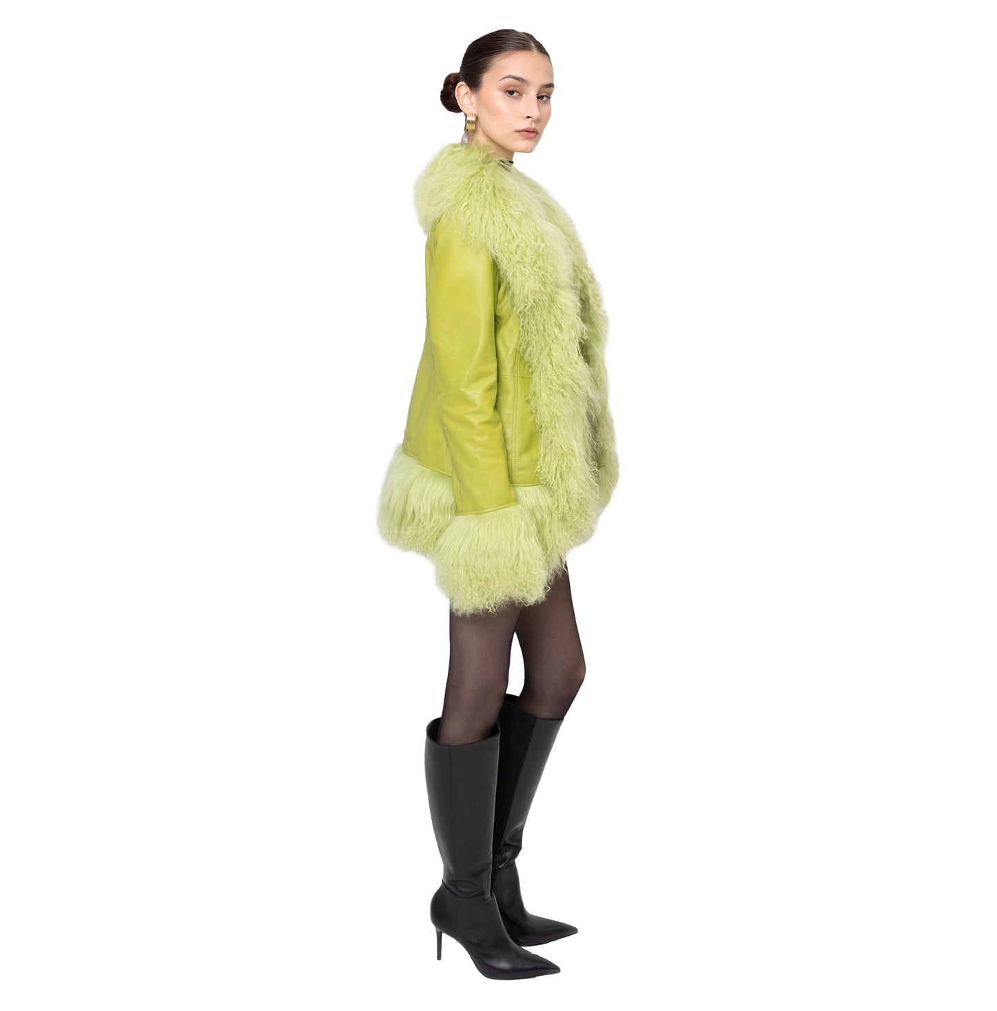Dorothy Leather Shearling Coat Short Classic