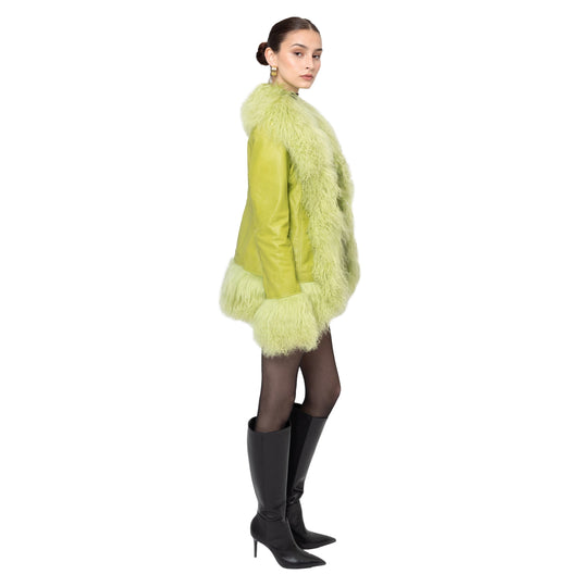 Dorothy Leather Shearling Coat Short Classic
