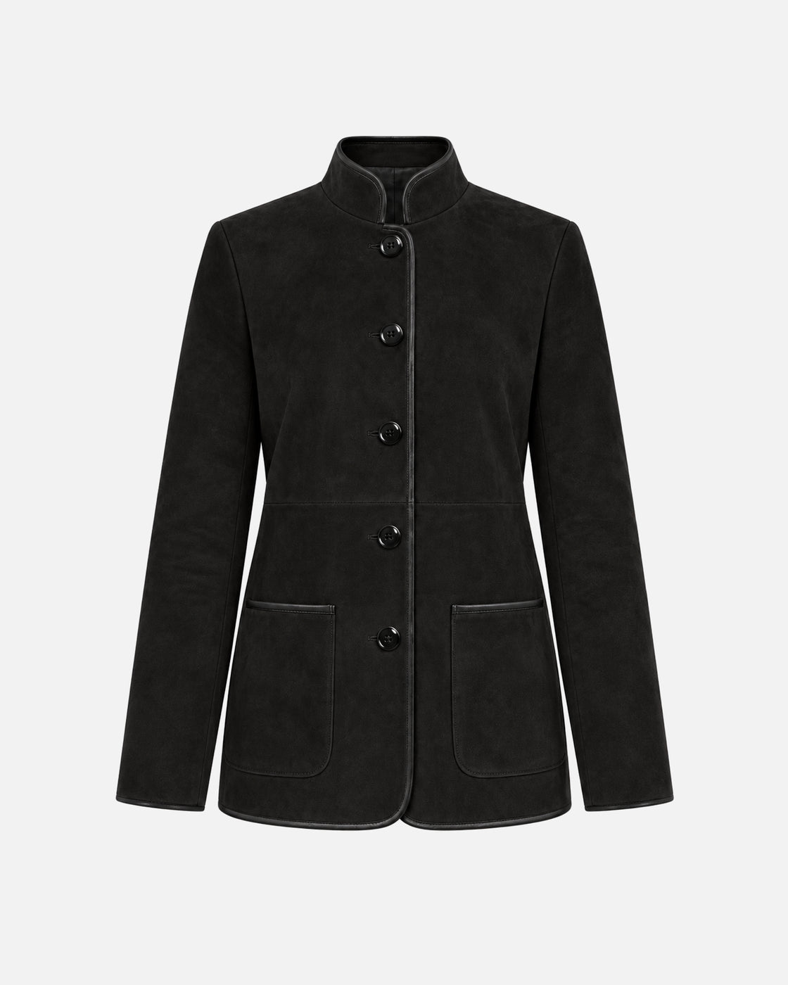 Eleanor Black Suede Jacket in Black, front view