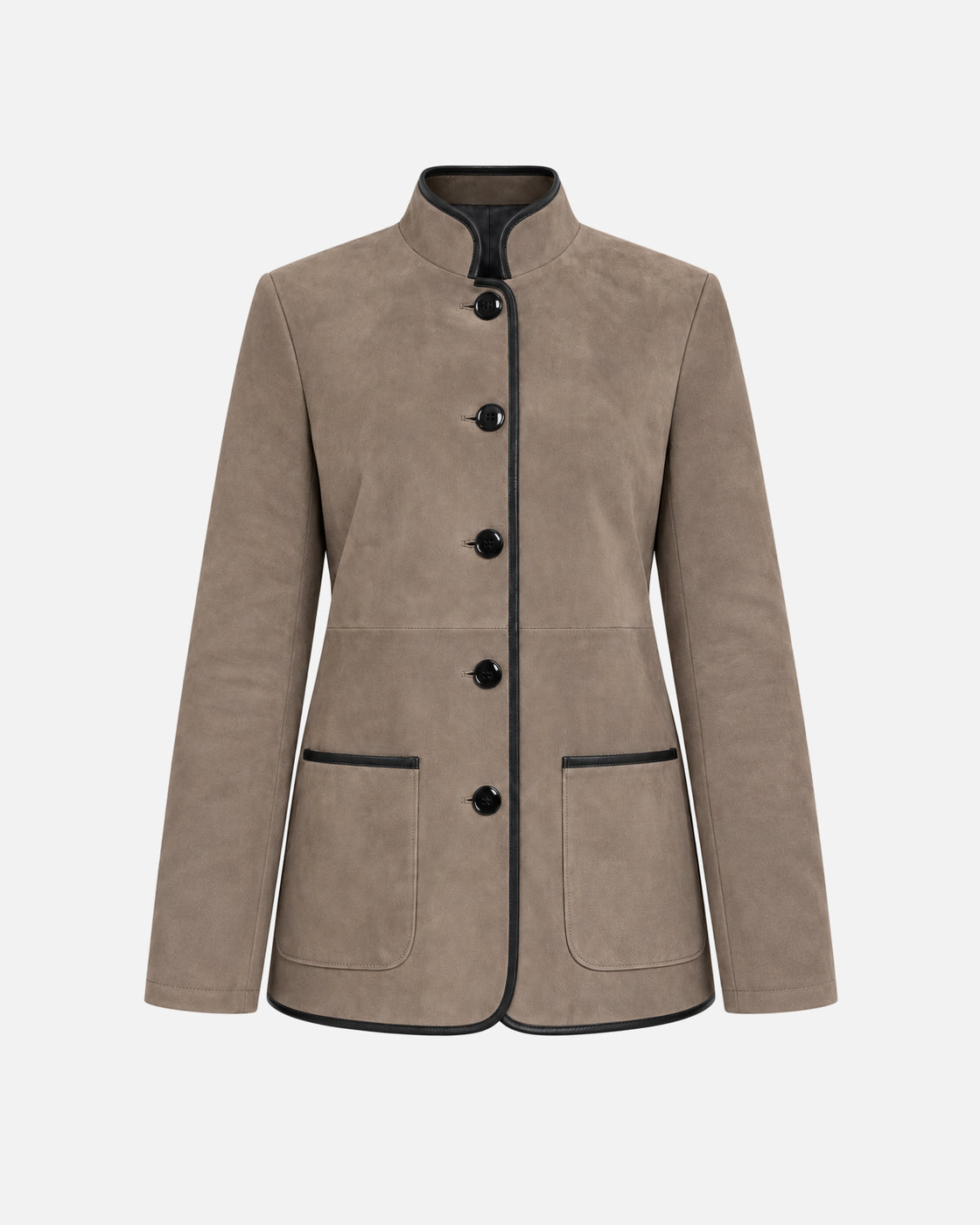 Eleanor Etaupe Suede Jacket in Etaupe, front view
