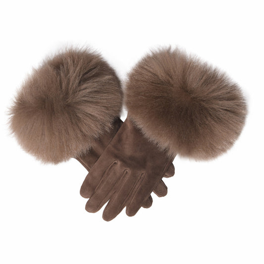 Dawson Shearling Trim Suede Gloves