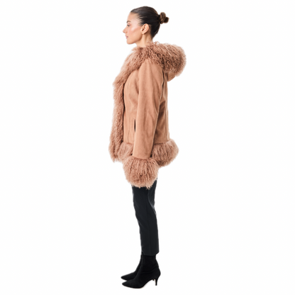 Dorothy Hooded Suede Coat