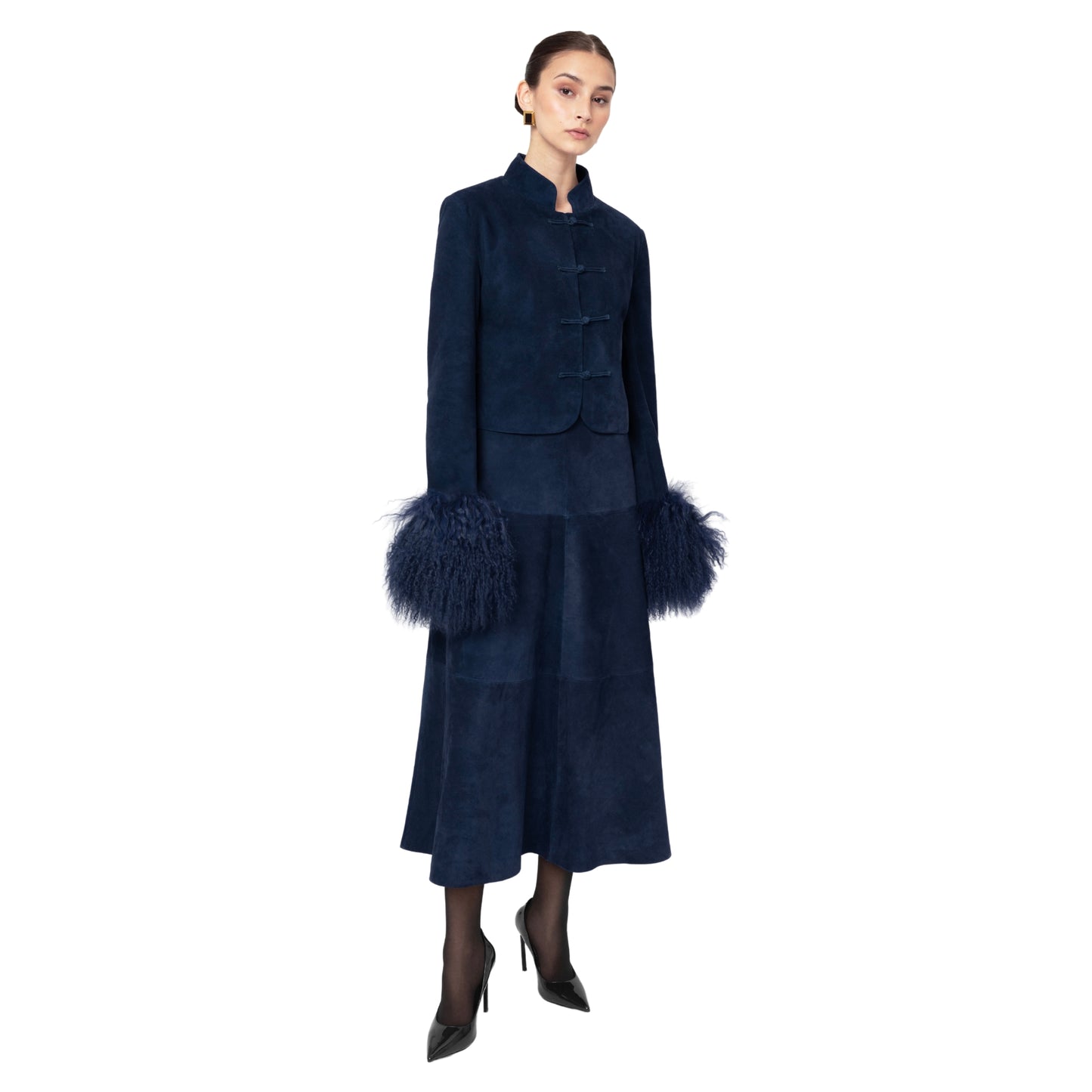 Leighton Shearling Trim Suede Jacket