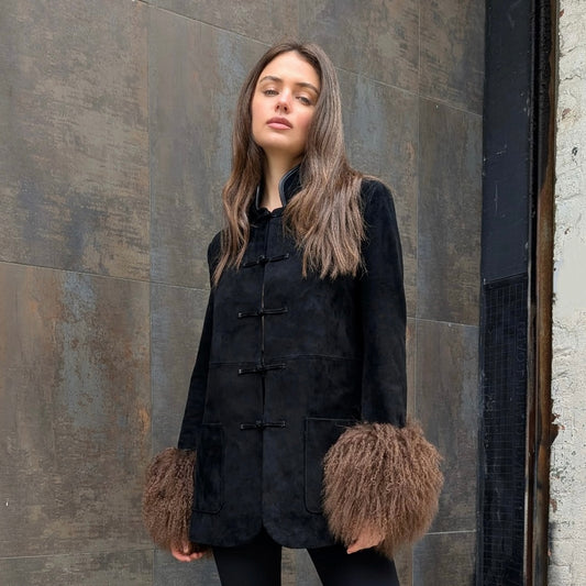 Sylvie Suede Mandarin Jacket