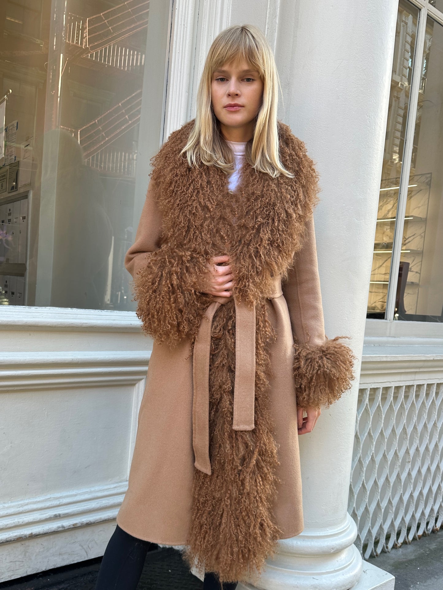 Inez Cashmere Shearling Coat