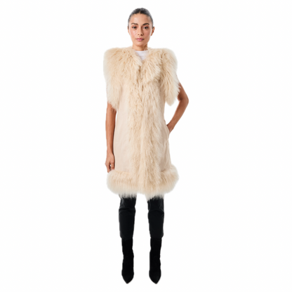 Dorothy Suede Shearling Midi Vest