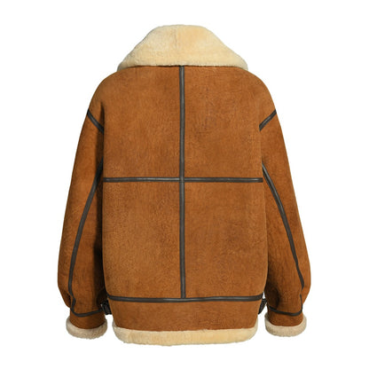 Sienna Shearling Suede Biker Coat