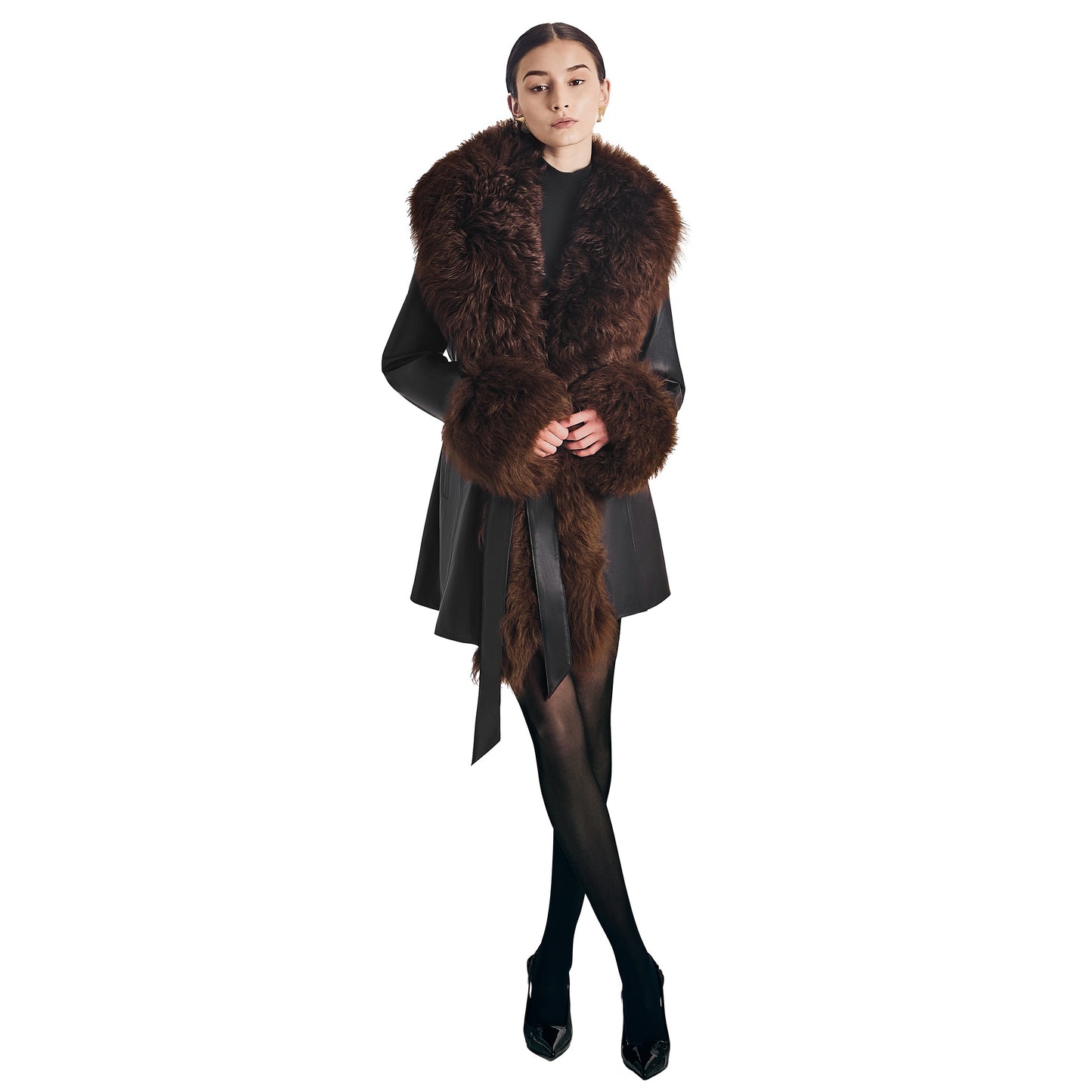 Odette Leather Shearling Coat