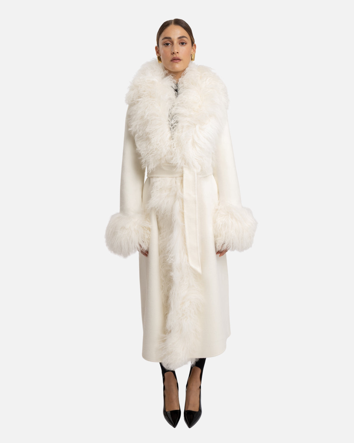 Inez Cashmere Shearling Maxi Coat