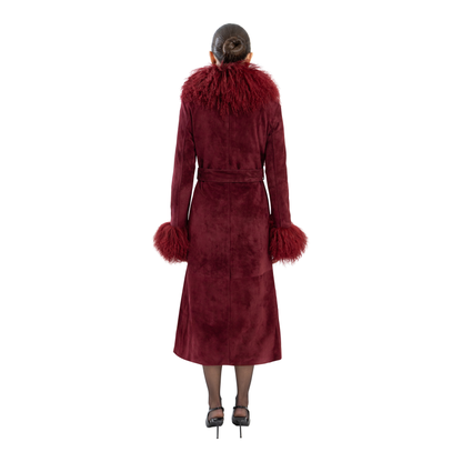 Inez Suede Shearling Maxi Coat