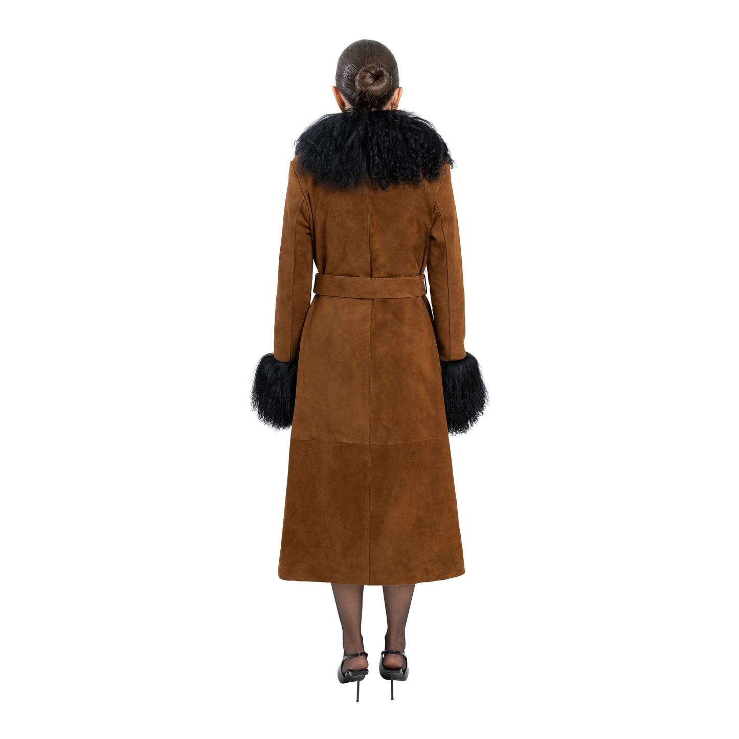 Inez Suede Shearling Maxi Coat