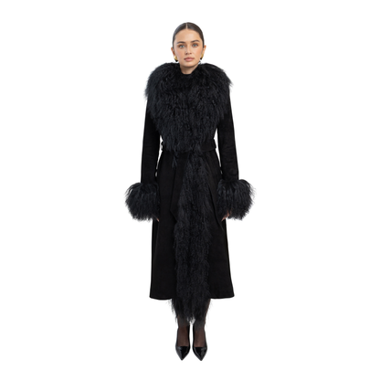 Inez Suede Shearling Maxi Coat