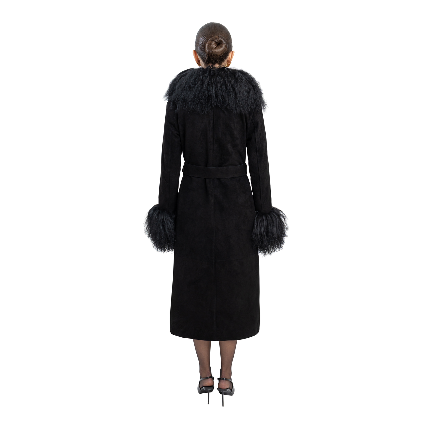 Inez Suede Shearling Maxi Coat