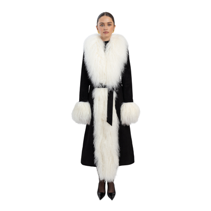 Inez Suede Shearling Maxi Coat