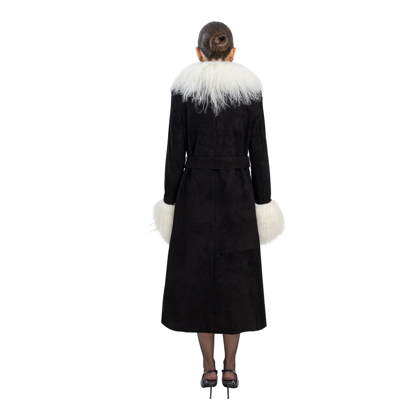 Inez Suede Shearling Maxi Coat