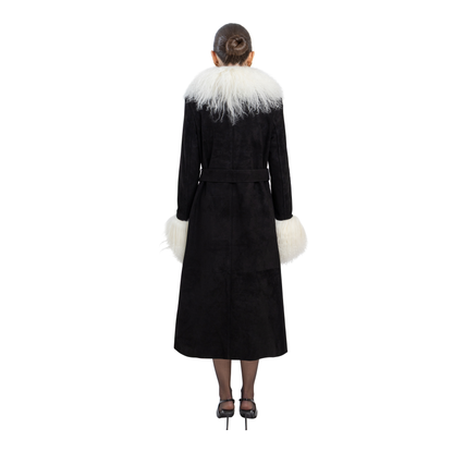 Inez Suede Shearling Maxi Coat