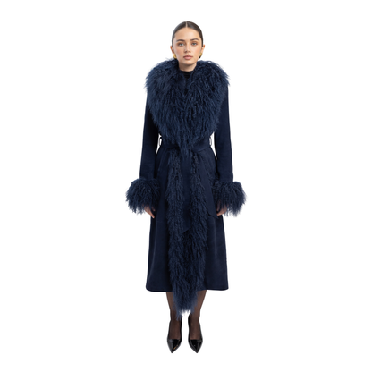 Inez Suede Shearling Maxi Coat