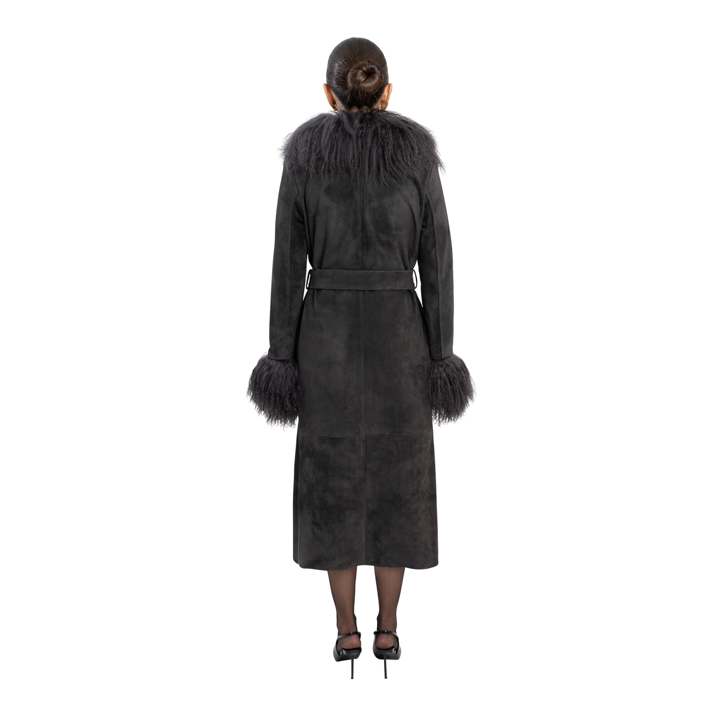 Inez Suede Shearling Maxi Coat